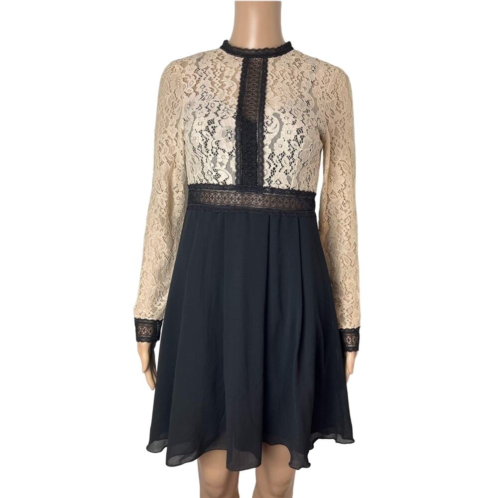 Little Mistress All Over Lace Top A-Line Chiffon Semi Sheer Dress Goth Chic